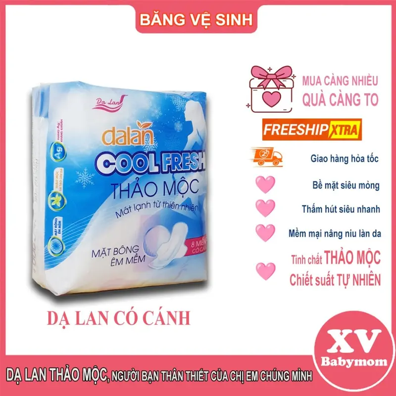 Combo 10 gói tặng 1 gói băng vệ sinh thảo mộc Dạ lan [voucher 7k] siêu thấm hút, mát lạnh, chống tràn rất hiệu quả gói 8 miếng bề mặt bông mềm Tampon Nữ 1