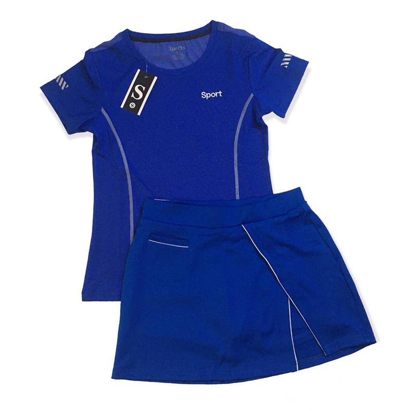 Bộ váy tennnis, golf, cầu lông thiết kế kiểu xẻ tà có 2 túi kết áo cộc tay thể thao vải thun 4 chiều mịn mát Sport Tập Thể Dục 2