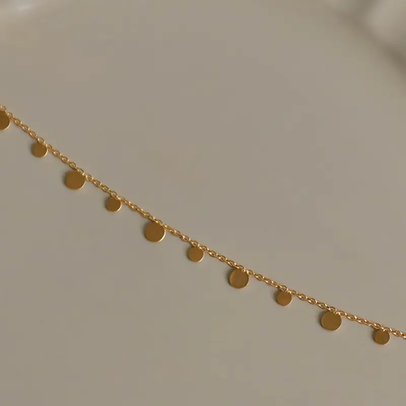 18K Golden Plated Stainless Steel Necklace for Women, Elegant Vintage Style Geometric Circle Pendant Choker, Daily Wear Chain Jewelry, Gift-Ready - 1pc 4