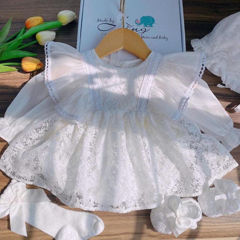  Body Thu đong cho bé sơ sinh từ 3-10kg - Body Váy Trắng Hằng handmade 