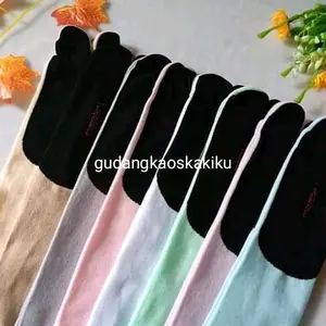 Lusinan Kaus kaki jempol polos muslimah isi 12 pasang Kaus kaki jempol polos tapak hitam Kaus kaki jempol polos panjang murah