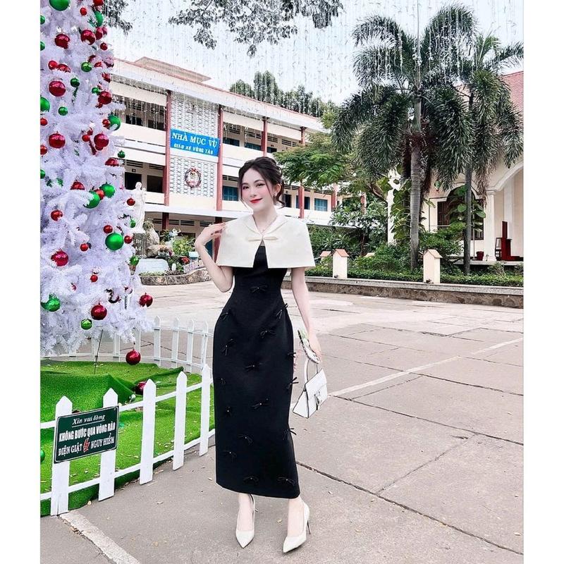 Set áo kèm khoác  Đính nơ ngọc HÌNH THẬT CUỐI A552_ 0