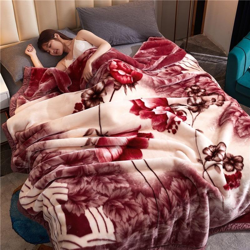 Chăn mền tuyết nhung 2 lớp loại dày 1.8kgsiêu ấm mền mịn 1,6mx2m bao đẹp cao cấp 1