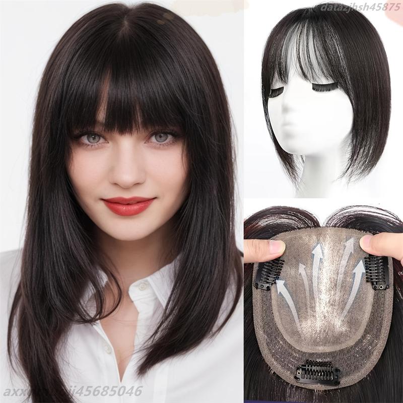 TikTok Shop NEW Hair Toppers For Women Real Human Hair With Bangs Topper Hair Extensions Top Hair Pieces For Thinning Hair Wiglets Human Hair