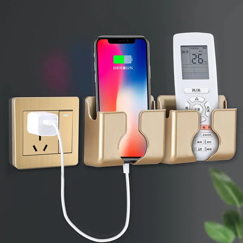 Adhesive-Mounted Wall Phone Holder with Multi-Functional Storage – Lazy-Friendly Bathroom/Bedside Universal Organizer