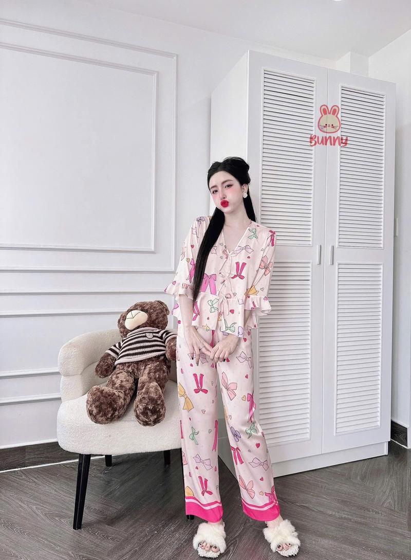 Product Introduction of Pyjama TNQD form babydoll - tay lỡ - chất liệu lụa latin - size <58kg Nữ 10