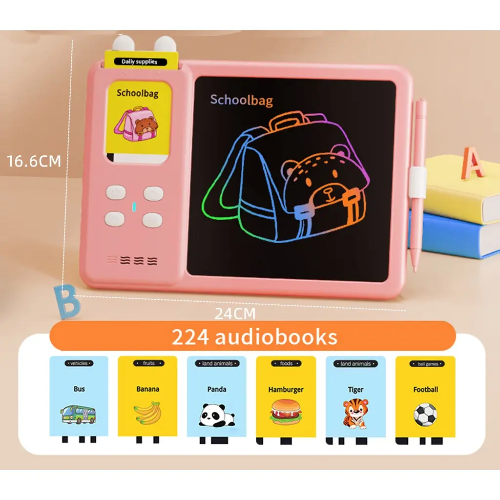 9.4 Inch LCD Writing Tablet Computer Children's Painting Learning Color Electronic Graphics Board English Follow Reader Writing Board English Flash Memory Card Reader