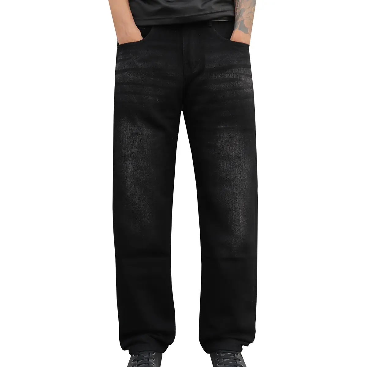 Quần Ống Xuông Đen Mài Phom Mềm Ko Co Giãn Ống 18,5 Mã 7172 Menswear Jean Cotton Pants Cotton Pants Có Túi Ong