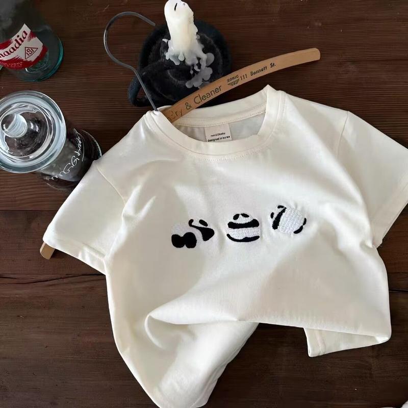 Product Introduction of Bộ đồ dành cho trẻ em Mùa hè 2024 Chàng trai và cô gái mới Áo thun ngắn tay Gấu trúc Bé mùa hè Giản dị Quần đùi in hoa đầy đủ Thời trang 7