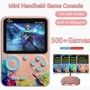 Portable G5 Game Player Connect to TV or Gamepad 1000mAh Player/2 Game boy game bot gameboy GARANSI 1 TAHUN Built-in Classic 500 Games console game bot Merah Biru Retro game bot