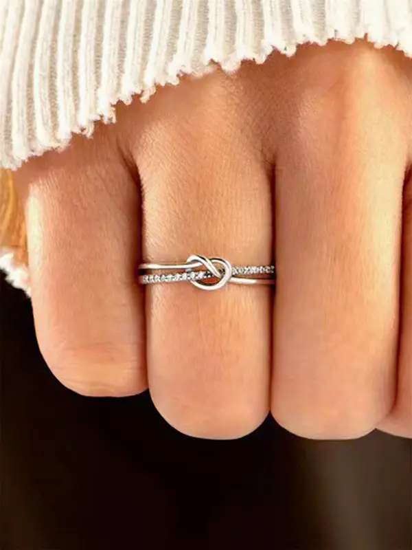 Women's Elegant Knot Design Ring, Exquisite Trendy Ring, Fashionable Jewelry for Women As Engagement Anniversary Party Jewelry Gift 3
