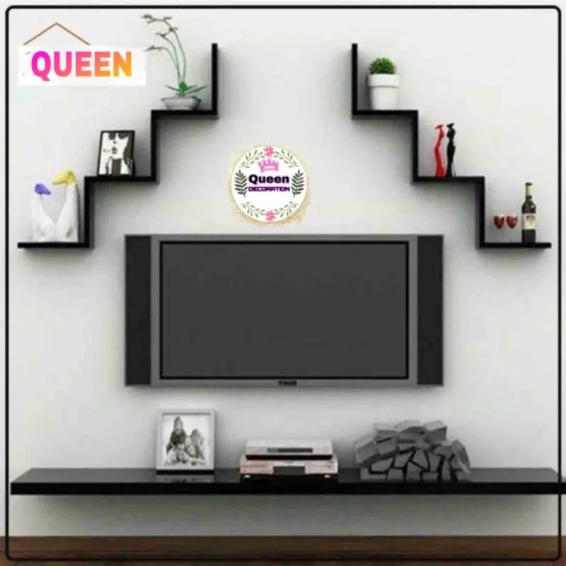 rak ambalan dinding bentuk zigzag atau W minimalis modern kekinian serbaguna aesthetic pajangan dekorasi rumah nempel tempel tembok tempat buku make up cocok untuk rumah kamar ruang tamu dapur putih hitam melayang murah