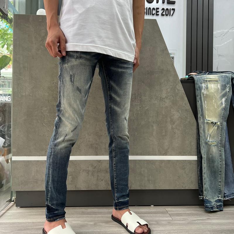 Quần jean bò purple rách nhẹ mèo cào 4 cúc ôm gọn cotton likeautth