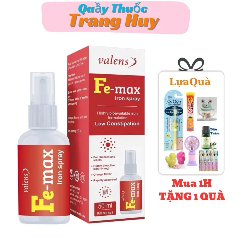 Sắt dạng xịt Fe-Max Iron Spray phòng ngừa thiếu máu do thiếu sắt cho bé 50ml