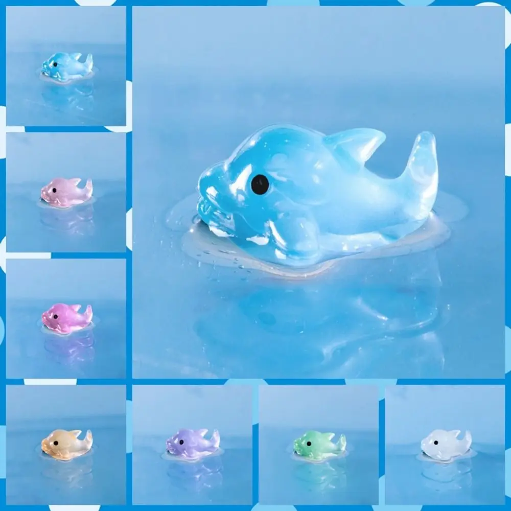Dolphin Micro Landscape Decorative Luminous Dolphin Landscaping Simulation Colorful Resin Dolphin Figures Lifelike Mini Dolphin Ornament Flower Potted Decor