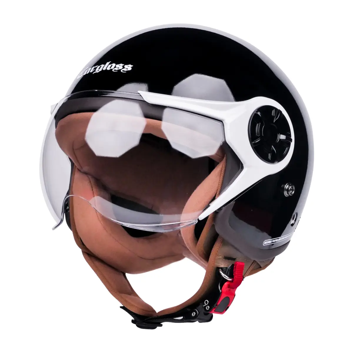 Helm Cargloss Hijab YRH Half Face - Deep Black Motorcycle Visor