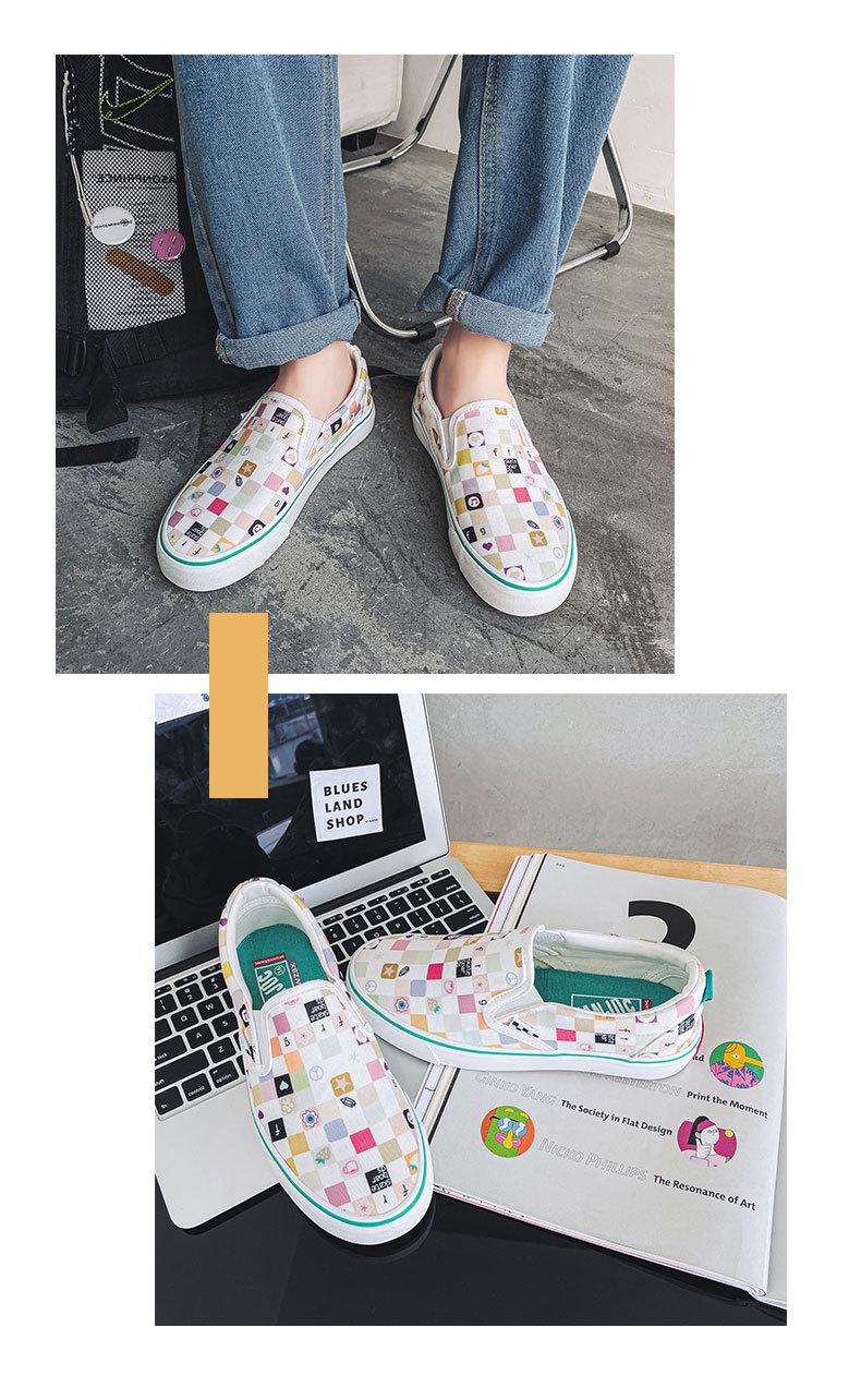 Product Introduction of 2024 Autumn New Breathable Slip-on Lofter Canvas Shoes Women's Plaid Cartoon Mario Pattern Plaid Sneakers 7