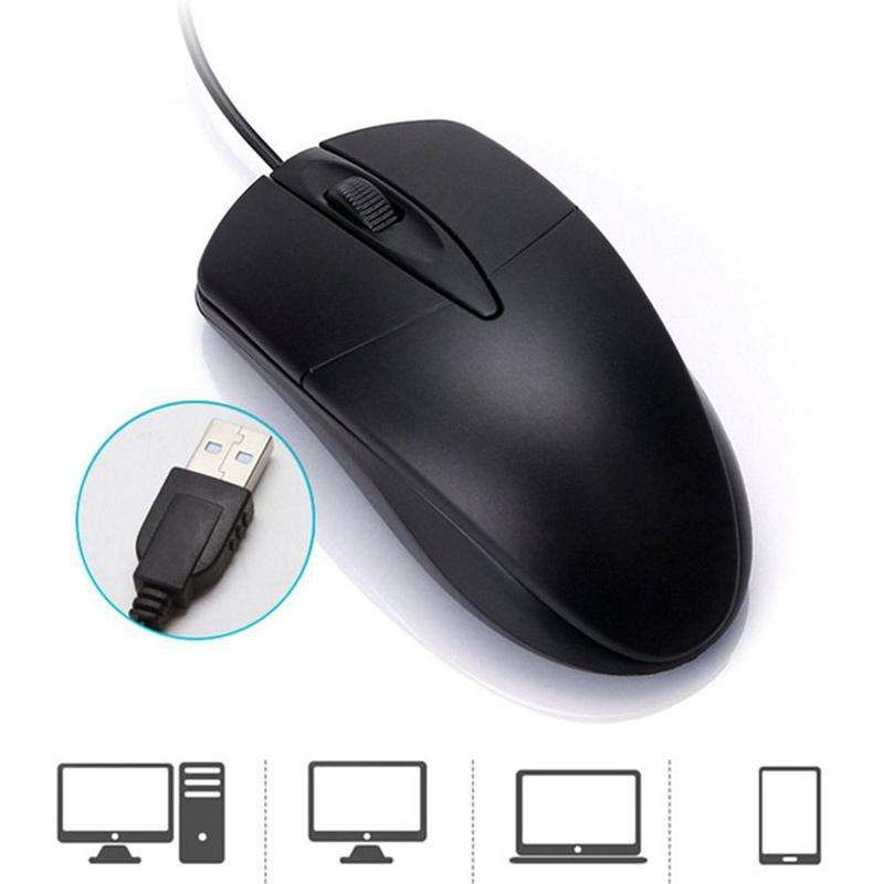 Kinh Doanh Công thái học Chuột có dây 1200 dpi Sổ tay Chuột quang USB Đen 3 nút Chuột máy tính Nhà văn phòng