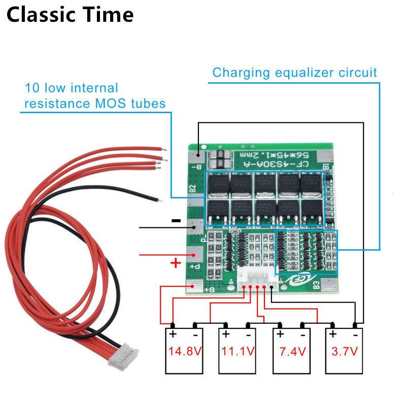 Gói BMS Pin Li-ion 18650, 4S 30A 14.8V, Bảo Vệ Bo Mạch PCB, Mạch Tích Hợp Cân…