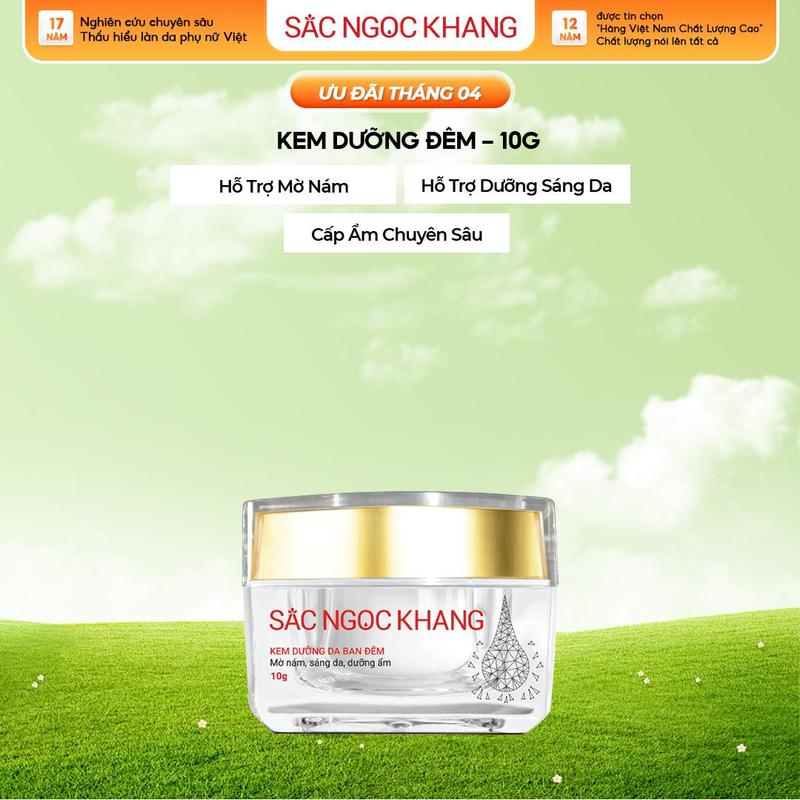 Kem Dưỡng Ẩm Da Ban Đêm Sắc Ngọc Khang [10G] - Hỗ Trợ Dưỡng Sáng Da, Cải Thiện Sạm, Nám, Tàn Nhang Skincare Nữ Kem Face