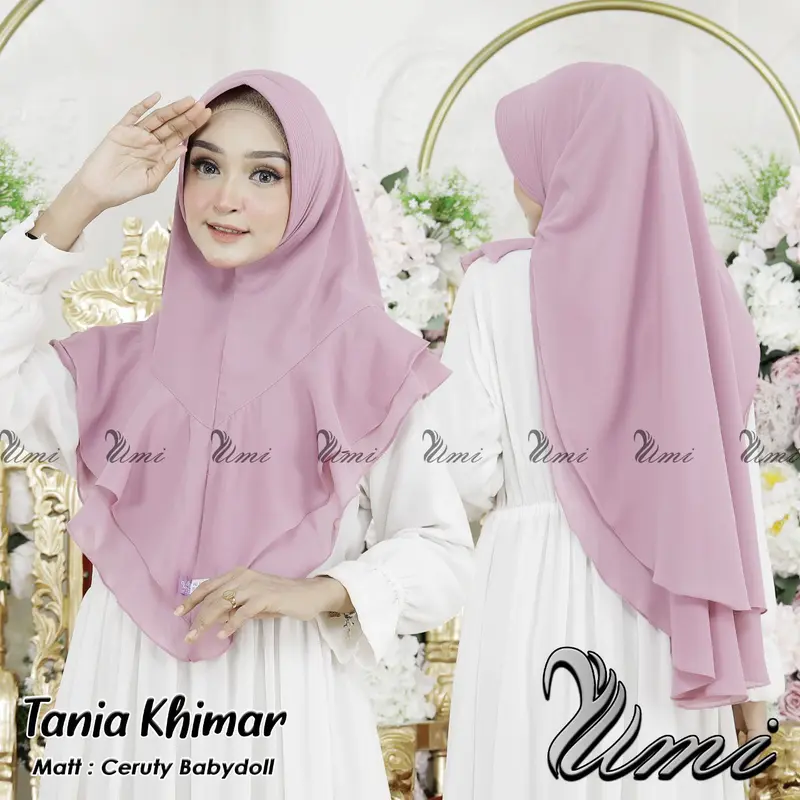 Hijab Tania Khimar Rempel 2 Layer Jilbab Dua Layer Syari Gelombang Cerruty Babydoll 1