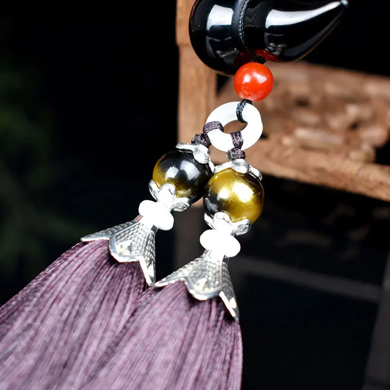 Đồ Trang Trí Treo Xe Hơi, Hình Quả Bầu Thủy Tinh Obsidian, Đồ Trang Trí Xe Hơi, Chuyến Đi An Toàn, Thích Hợp Cho Nam Và Nữ, Treo Trên Gương Chiếu Hậu Ô Tô, Mặt Dây Chuyền, Tuyệt Vời Làm Quà Tặng Nội Thất 2