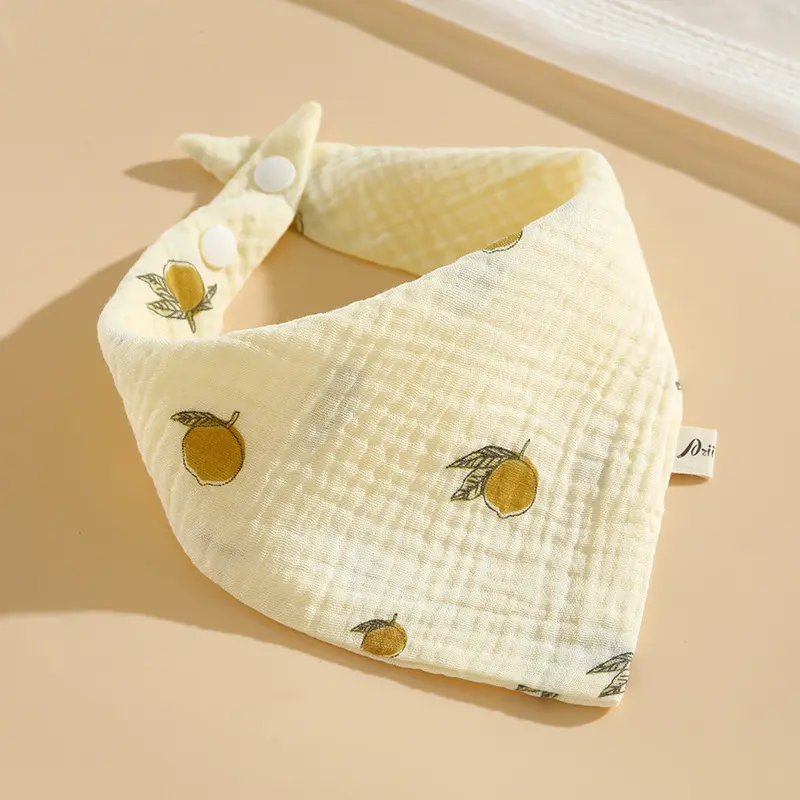 Yếm Trẻ Em Bé 1 Cái, Làm Bằng Bông Muslin, Thích Hợp Cho Trẻ Sơ Sinh, Nút Bấm, Mềm Mại, Thiết Kế Hình Tam Giác Hoạt Hình, Khăn Nước Bọt, Vải Ăn, Cho Bé Gái Và Bé Trai, Yếm Nước Bọt Cho Ăn 5