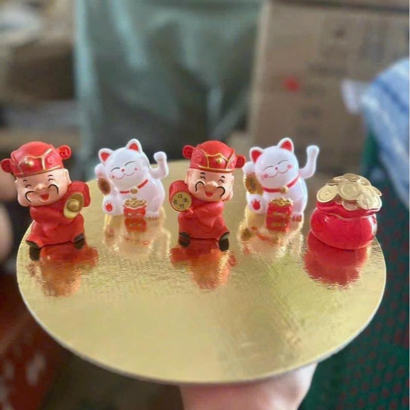  combo 10 mèo nhựa  thần tài liễn treo phụ kiện trang trí tết Decor 