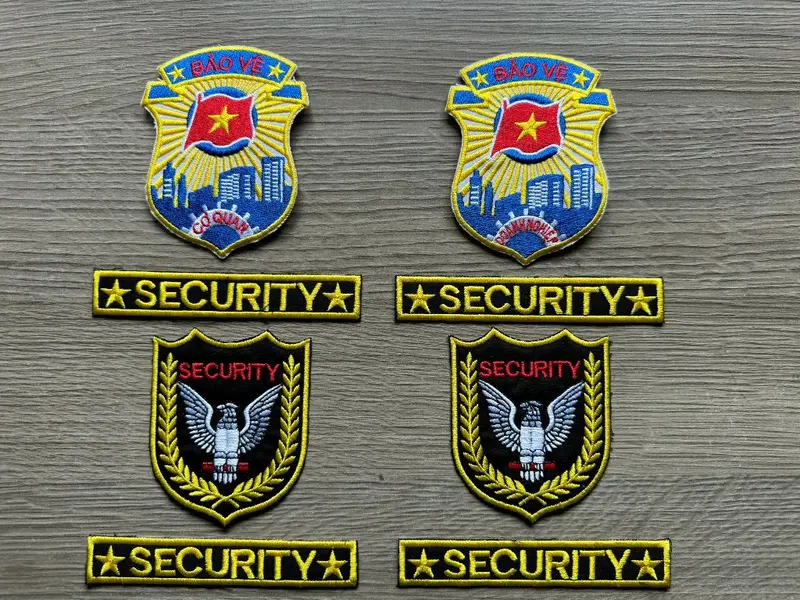 Logo Bảo Vệ, Phù hiệu áo bảo vệ, Logo Security thêu sẵn ủi lên áo thun, áo sơ mi (có keo sẵn) 0