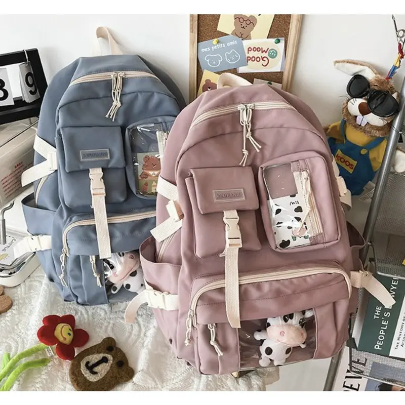 Balo Học Sinh Dễ Thương Nhiều Ngăn - Balo Đi Học Đi Chơi Cho Nam Nữ Đeo Vai Backpack PVC Đeo Vai 4