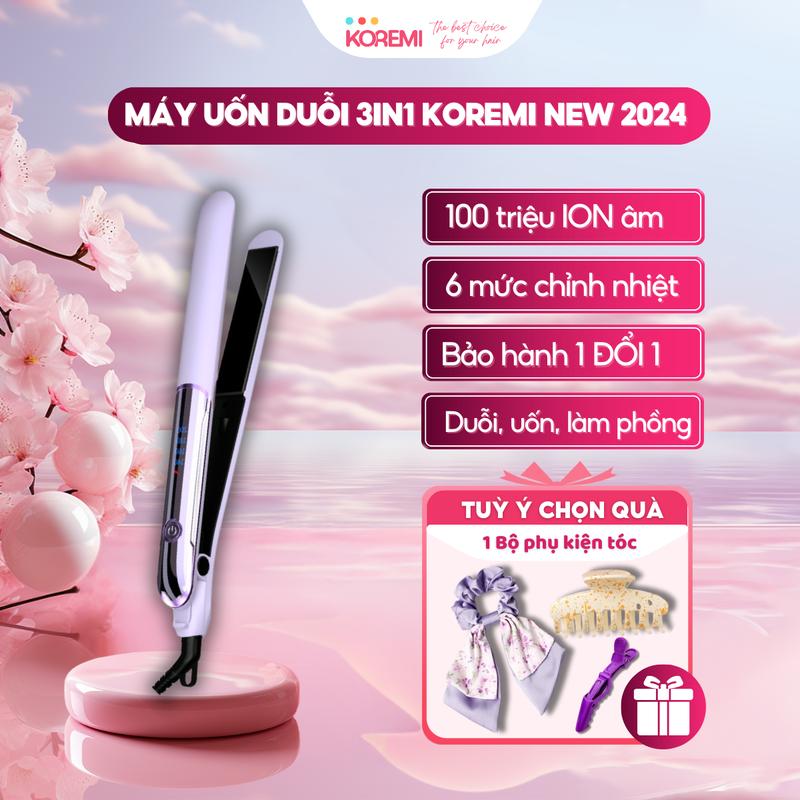 Máy duỗi tóc, uốn tóc xoăn Hàn Quốc Koremi máy làm tóc 3in1, máy kẹp tóc Women Nữ mayu ontocxoan may dapphong