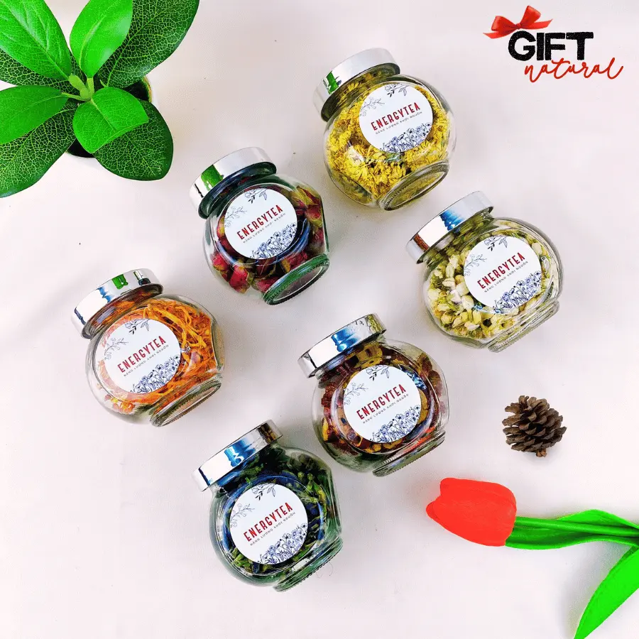 Trà Hoa Khô Thảo Mộc NATURAL GIFT - Hoa Hồng Nụ, Hoa Cúc, Hoa Nhài, Táo Đỏ,Kỷ Tử - Đẹp Da, Ngủ Ngon