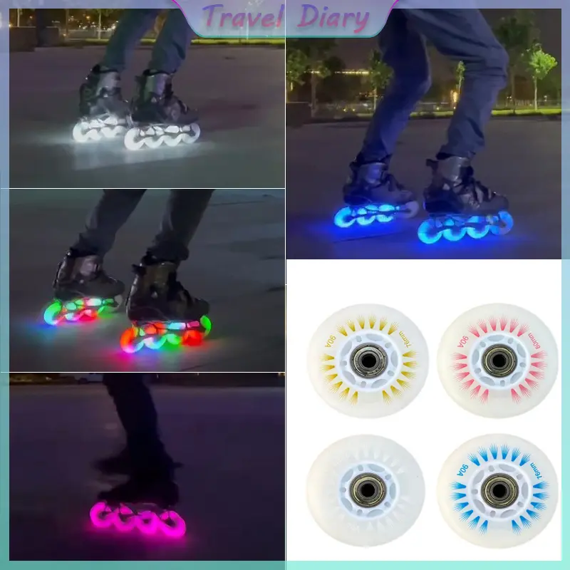 1Pc Flash Inline Skate Wheels 90A LED Lighting Skating Wheel Flash Wheels Sliding Roller Skating Shoes 76MM 72MM 68MM