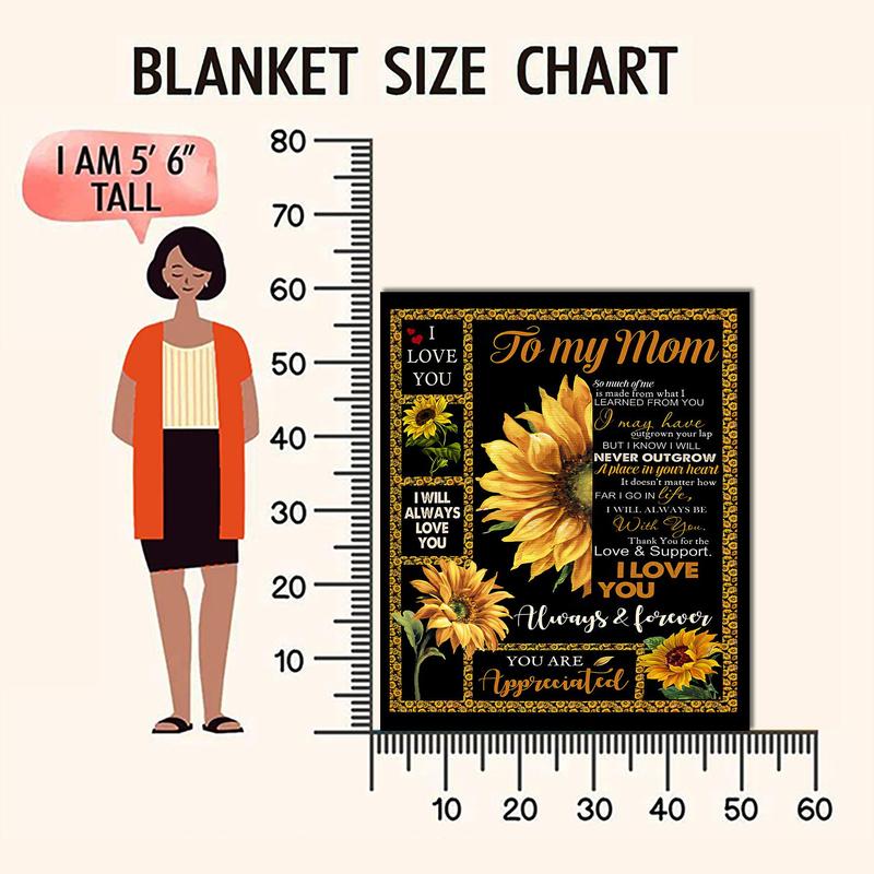 Sunflower & Letter Pattern Blanket Gift for Mom, Casual Soft Throw Blanket, All Season Blanket, Breathable Comfortable Blanket, Comfy Bedding for Christmas Decor, Air-conditioning Blanket for Home Office Travel, Christmas Gifts, Christmas Decorations 7