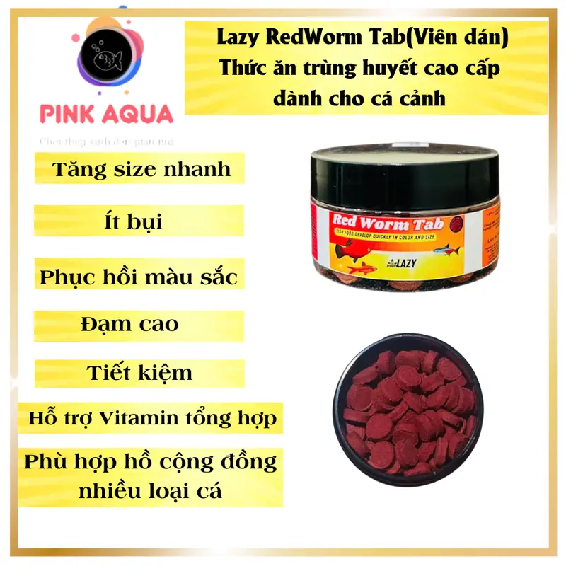 Lazy Red Worm  Thức ăn cám trùng huyết sâu đỏ giàu dinh dưỡng đạm cao kích thích cá lên màu tăng size nhanh cho cá cảnh (Viên dán) 1