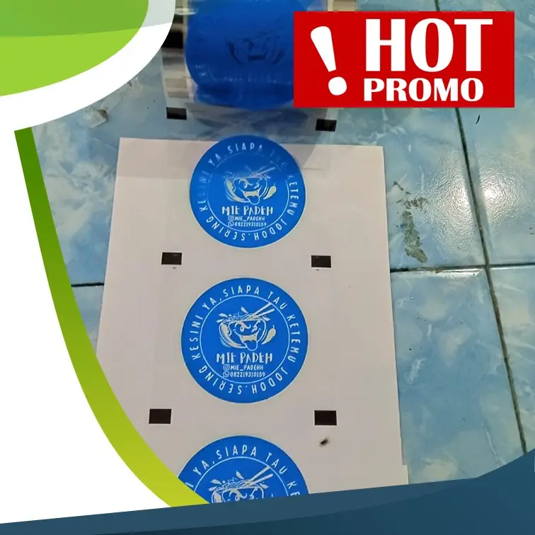 Sablon lid sealer cup tutup gelas plastik custom logo 1 roll isi 1200pcs Mesin Vacuum Pres