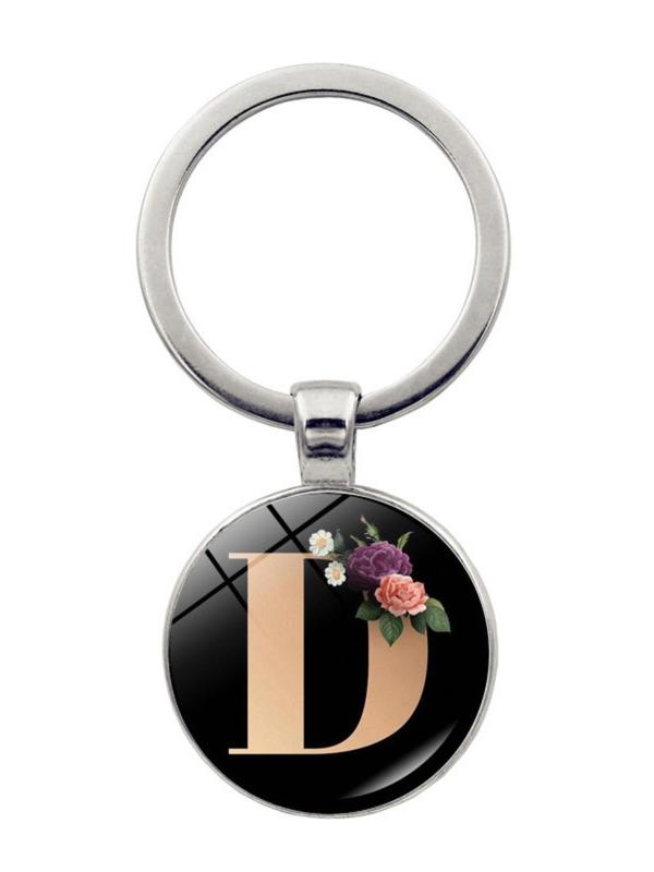 Fashion Colorblock Letter & Flower Pattern Metal Keychain For Men & Women, Fashion All-match Accessory, Trendy Accessories for Daily Life 7