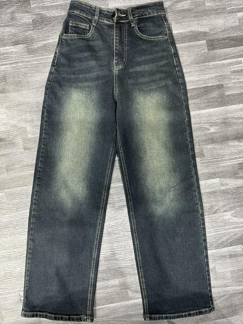 Product Introduction of Quần jeans ống suông màu xanh bụi chất QS01 6