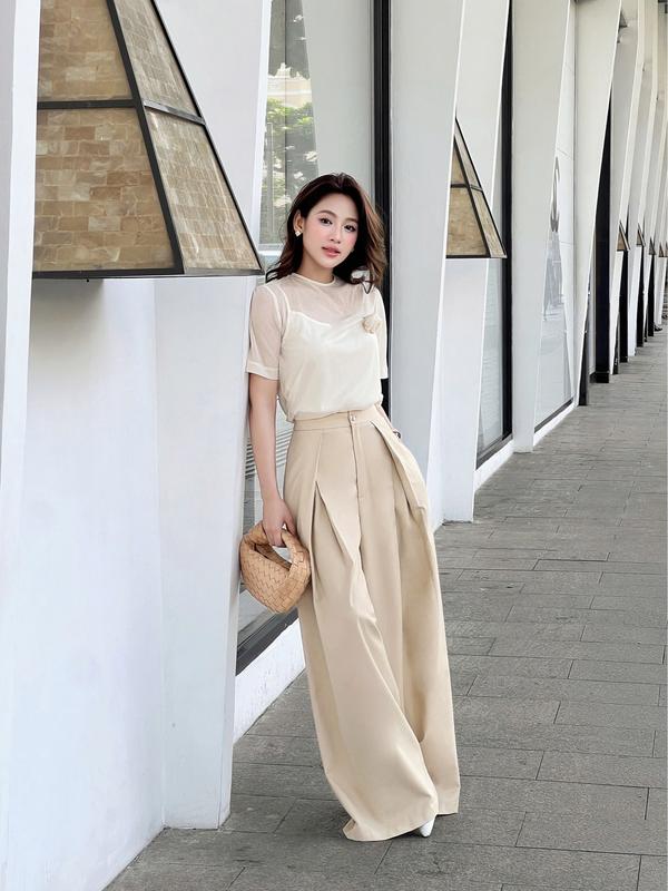 Quần suông ống rộng xếp ly lớn CALIE QX040 Nữ Voi 5