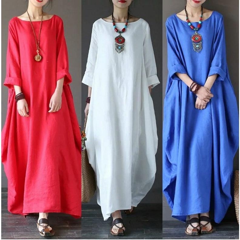Áo Dài, Phong Cách Văn Học, Dáng Rộng Vừa Vặn, Ngoại Cỡ, Làm Bằng Vải Lanh Bông, Hàng Mới Về Cho Mùa Xuân Hè Năm 2025 2