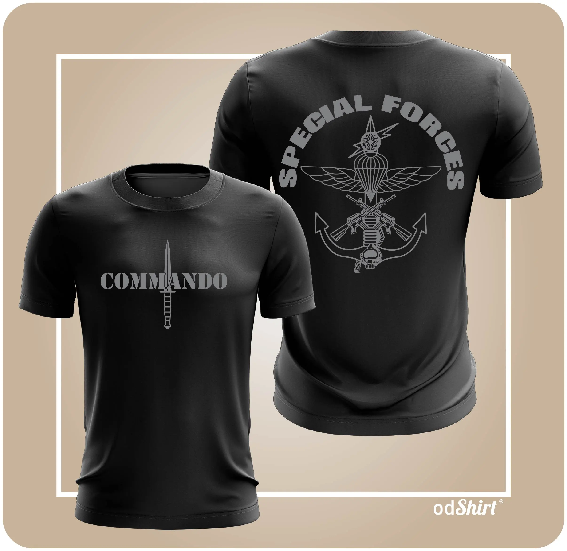 BAJU KOMANDO SPEACIAL FORCES TSHIRT COMMANDO T SHIRT MICROFIBER ROUND NECK BLACK
