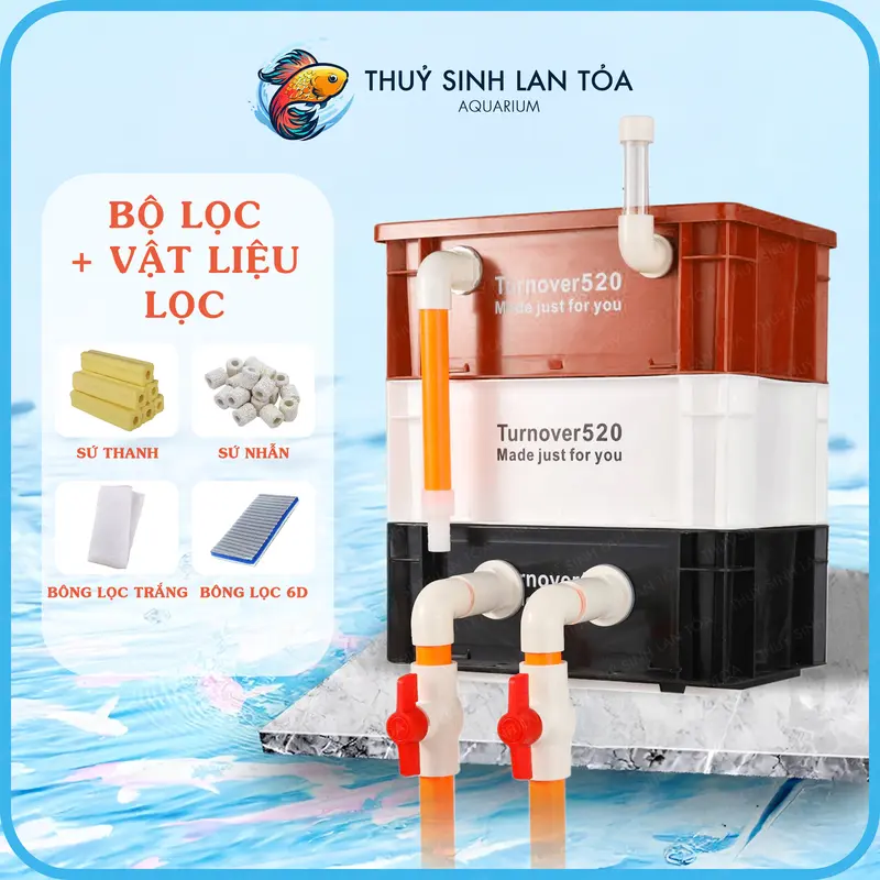 Thùng lọc hồ cá cảnh 3 tầng, baki dàn mưa, đầy đủ ống nối lọc baki lọc bể, vật liệu lọc và máy bơm đi kèm (tuỳ chọn) 3