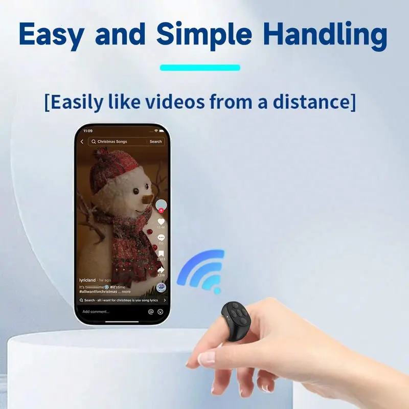 SIMSONLAB Wireless Remote Control Ring, USB Rechargeable BT Remote Control Ring, Selfie Ring for Video, Page Turning, Compatible with iOS & Android 6