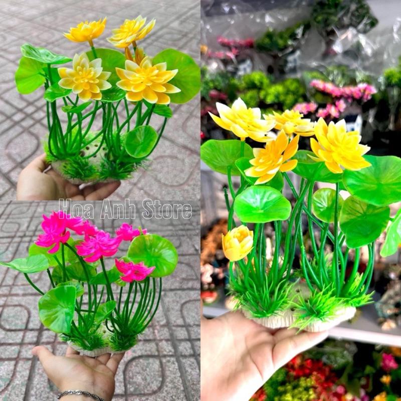 Mô hình Cây sen nhựa trang trí bể cá - Cây thủy sinh