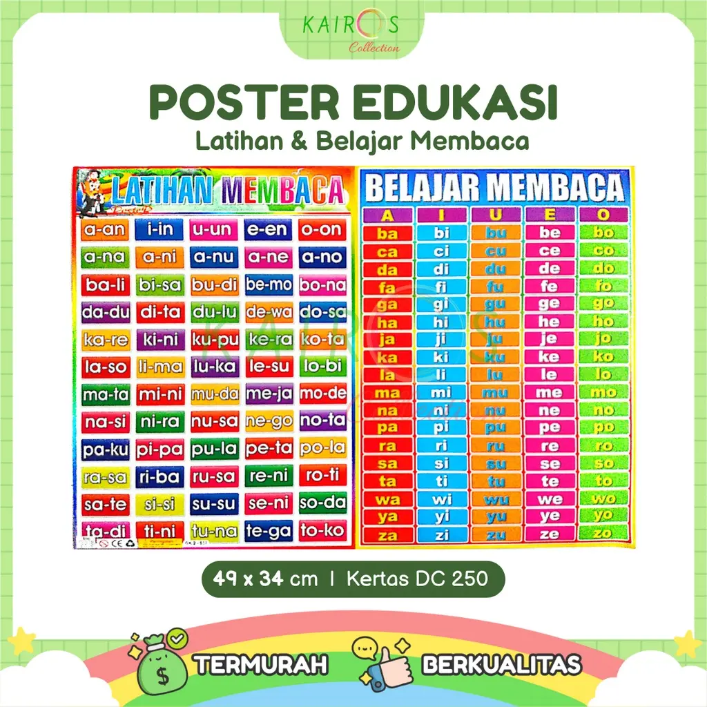 Poster Anak Edukasi Latihan Membaca dan Belajar Membaca - Shop | Tokopedia