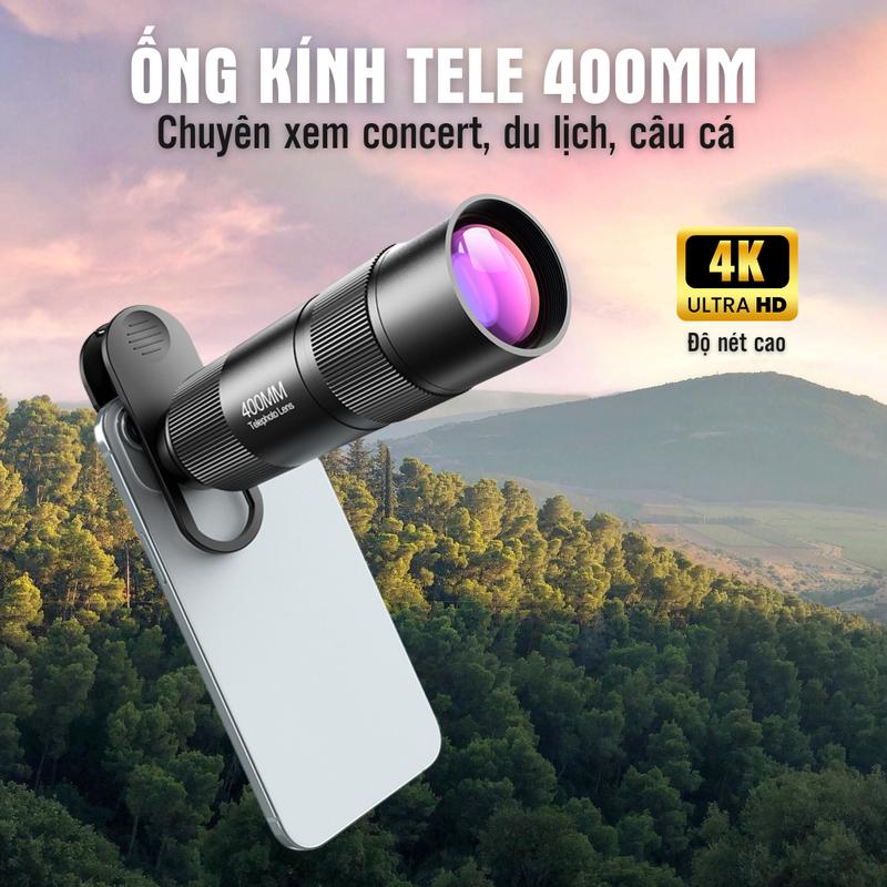 Ống kính tele 400mm lens nhìn xa chuyên chụp ảnh quay video cho điện thoại độ nét 4K 