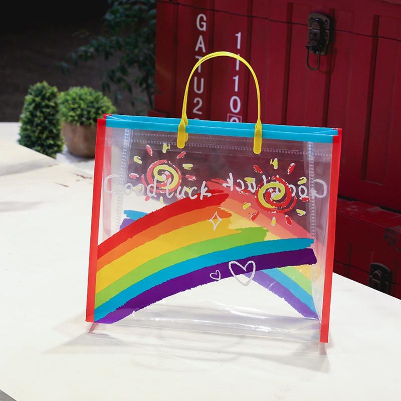 Hot Sale Waterproof Rainbow Shoulder Bag PVC Large Capacity Shopping Tote Bag Handbag Camping 4