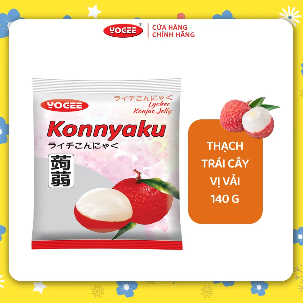 Thạch trái cây YOGEE Konjac Jelly vị Vải 140g (14g × 10 gói nhỏ)