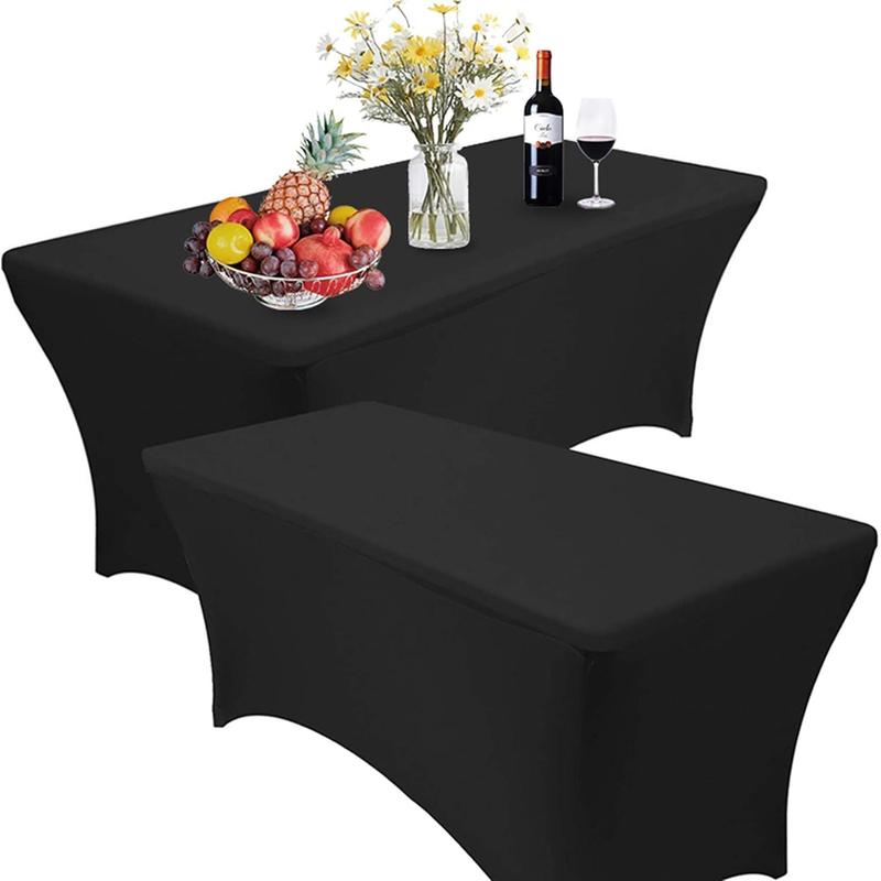 2 Pack 8FT Rectangular Spandex Table Cover Four-Way Tight Fitted ...