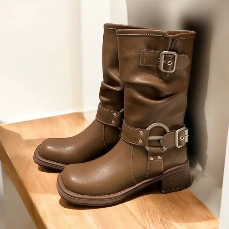 T48 - [GOBE SHOES] -  Bốt cao cổ cowboy boots(đế  5cm)